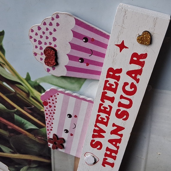 Other - Pink Cakes Valentines Wood Block Decor